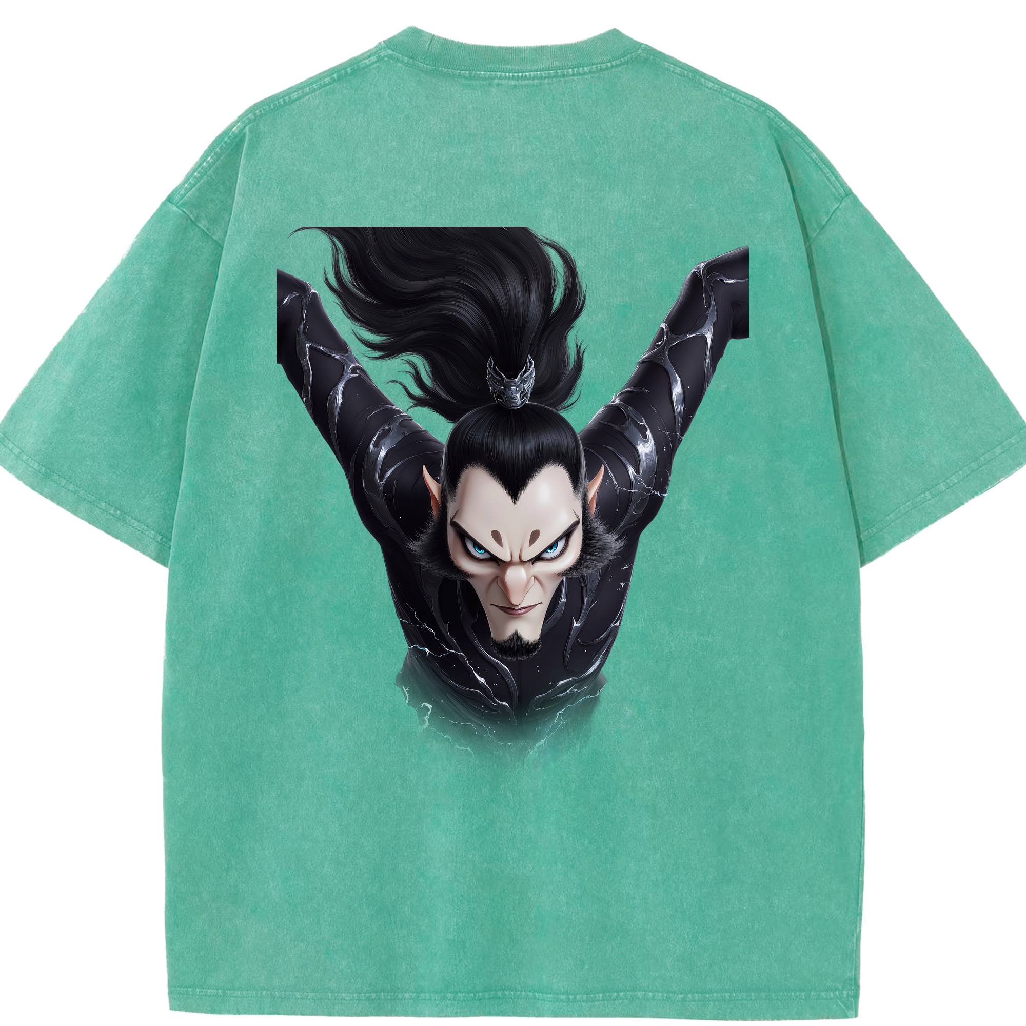 （画像用） Ne Zha 2 ナタ 魔童の大暴れ 綿100% ヴィンテージ風 半袖Tシャツ（背面プリント）